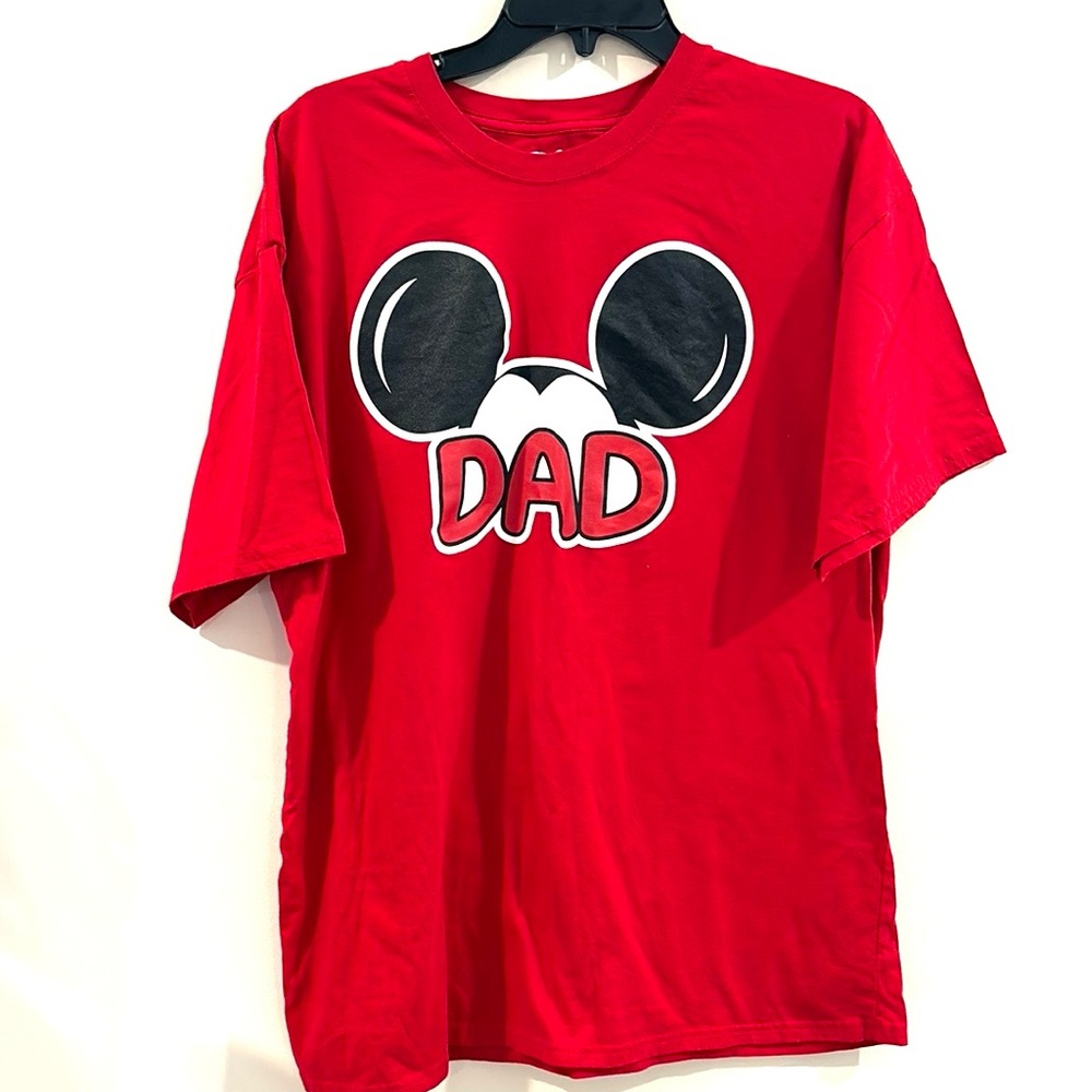 Disney Mickey Mouse Dad Red Size XL 100% Cotton T-shirt